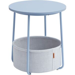 Kulatý odkládací stolek s textilním košem modrý