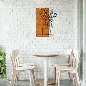 Nástěnná dekorace dřevo KYTKY VE VÁZE 41 x 58 cm