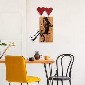 Nástěnná dekorace dřevo DÍVKA NA HOUPAČCE 50 x 80 cm
