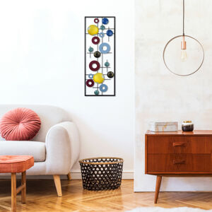 Nástěnná dekorace kov BARVENÝ VESMÍR V RÁMU  28 x 74 cm
