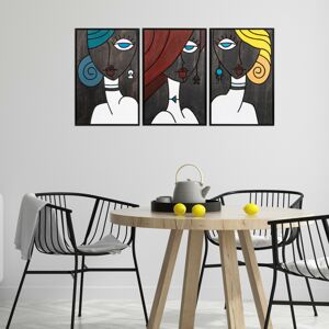 Nástěnná dekorace dřevo ŽENY 39 x 59 cm (3 kusy)