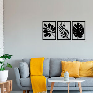 Nástěnná dekorace kov TROJICE LISTŮ 30 x 42 cm (3 kusy)
