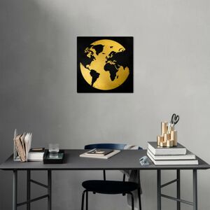 Nástěnná dekorace kov PLANETA ZEMĚ zlatá černá 50 x 50 cm