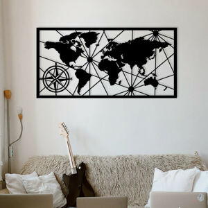 Nástěnná dekorace kov MAPA SVĚTA 120 x 60 cm