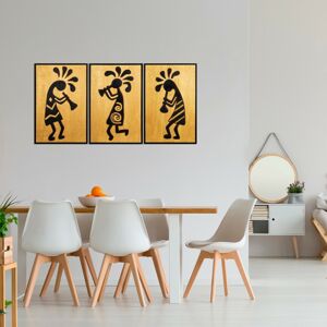 Nástěnná dekorace dřevo TŘI TRUMPETY 39 x 59 cm (3 kusy)