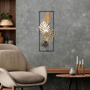 Nástěnná dekorace kov LISTY ROSTLIN 32 x 90 cm