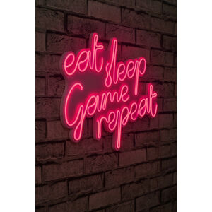 Dekorativní LED osvětlení EAT SLEEP GAME REPEAT růžová
