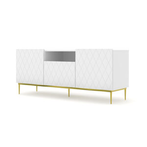 TV stolek DIUNA 145 cm, bílý mat + zlatá