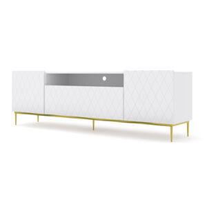 TV stolek Diuna 193 cm, bílý mat+zlatá