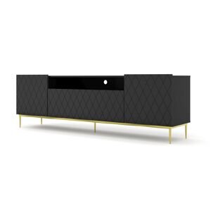 TV stolek Diuna 193 cm, černý mat + zlatá