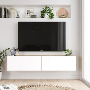 Nástěnný TV stolek FR10 bílá, borovice atlantic