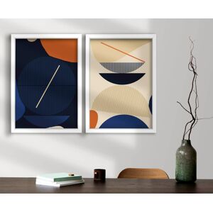 Dekorativní obraz MDF 2 ks Modrý a béžový Bauhaus 2 ks
