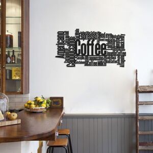 Nástěnná dekorace kovová COFFEE černá