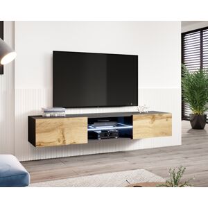Televizní stolek VIGO 180 GLASS Provedení: Černá/dub wotan