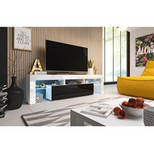 Televizní stolek TORO 158 Barva nábytku: Bílo/černý lesk