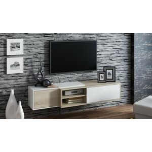 Závěsný televizní stolek SIGMA 1 Provedení: Bílý lesk/dub sonoma