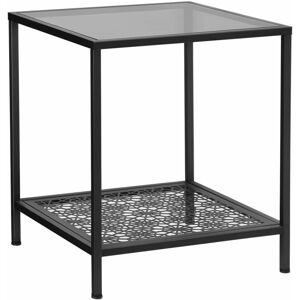 Konferenční stolek čtvercový černý skleněná deska 44x44 cm