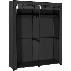 Šatní skříň, látková, černá, 140x174 cm