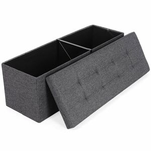 Úložný sedací box čalouněný skládací 110x38 cm tmavě šedý