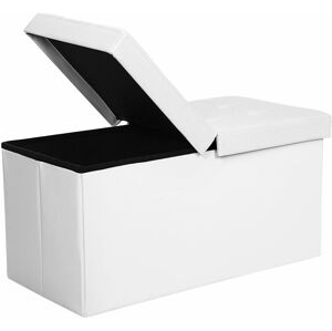 Úložný sedací box čalouněný skládací 76x38 cm bílý dělené víko