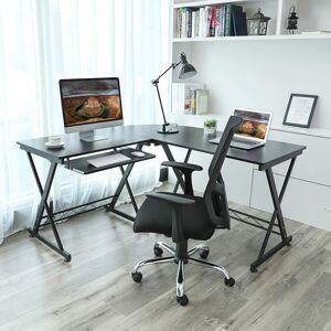 Rohový PC stůl kovové nohy černý 150x138 cm