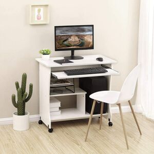 PC stolek mobilní bílý 80x48 cm