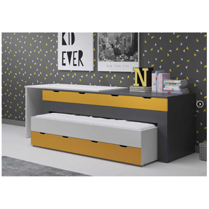 Dětská postel s psacím stolem Barva nábytku: Bílá/šedá/žlutá