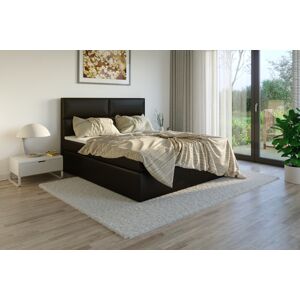 Čalouněná postel DATO Boxsprings, tmavě hnědá ekokůže Rozměr: 200 x 200 cm