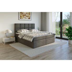 Čalouněná postel TENANG Boxsprings, tmavě šedá látka Rozměr: 140 x 200 cm