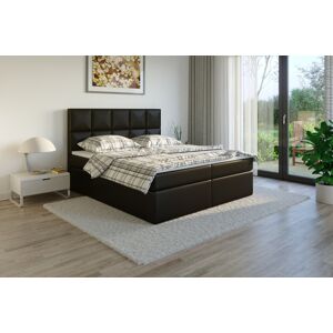 Čalouněná postel TENANG Boxsprings, tmavě hnědá ekokůže Rozměr: 180 x 200 cm