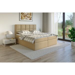 Čalouněná postel TENANG Boxsprings, béžový semiš Rozměr: 180 x 200 cm