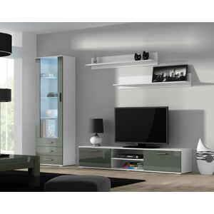 Obývací stěna SOHO 1 Barva: bílá/šedý lesk, Délka TV stolku: 140cm