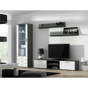 Obývací stěna SOHO 1 Barva: šedá/bílý lesk, Délka TV stolku: 140cm