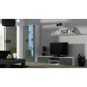 Obývací stěna SOHO 2 Barva: bílá-šedý lesk, Délka TV stolku: 140cm