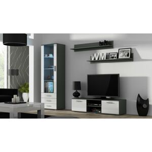 Obývací stěna SOHO 7 Barva: šedá/bílý lesk, Délka TV stolku: 180cm