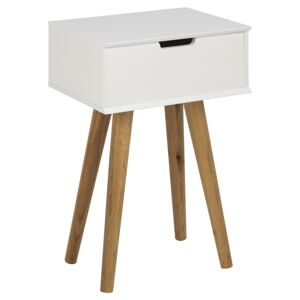 Noční stolek MITRA bílý dřevěné nohy 40 x 61 cm