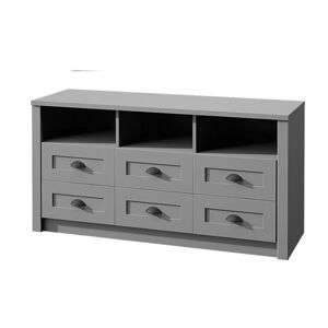 Komoda RTV LEMAS 6 zásuvek šedá 130 x 68 x 43 cm