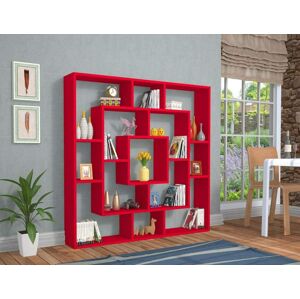 Regál knihovna FRAME červená 125 x 125 x 22 cm