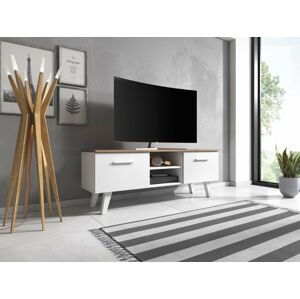 Televizní stolek Nord 140, 2K, bílý mat/craft taboco