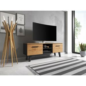 Televizní stolek Nord 140, 2K, černý mat/craft zlatý