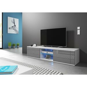 Televizní stolek HIT, s LED osvětlením, bílo/šedý