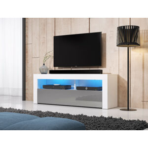 Televizní stolek MEX 140 cm bílý/šedý s LED osvětlením