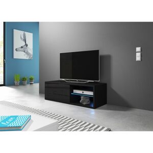 Televizní stolek BEST 100 cm černý/černý lesk s LED osvětlením