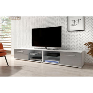 Televizní stolek MOON 200 cm bílá/šedý lesk