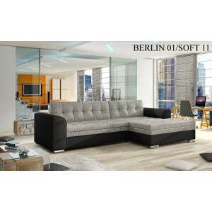 Rohová sedací souprava CONFORTI , pravé provedení Provedení: Berlin 01 + Soft 011 black