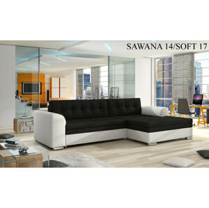 Rohová sedací souprava CONFORTI , pravé provedení Provedení: Sawana 14 black  + Soft 017 white