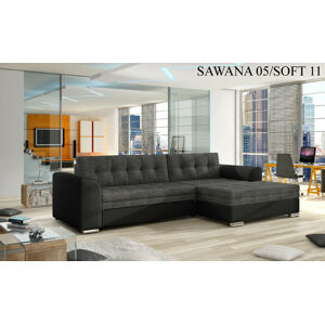 Rohová sedací souprava CONFORTI , pravé provedení Provedení: Sawana 05
grey + Soft 011 black