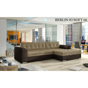 Rohová sedací souprava CONFORTI , pravé provedení Provedení: Berlin 03 + Soft 066 dark brown