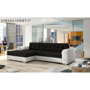 Rohová sedací souprava CONFORTI , levé provedení Provedení: Sawana 14 black  + Soft 017 white