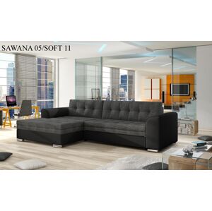 Rohová sedací souprava CONFORTI , levé provedení Provedení: Sawana 05 grey + Soft 011 black